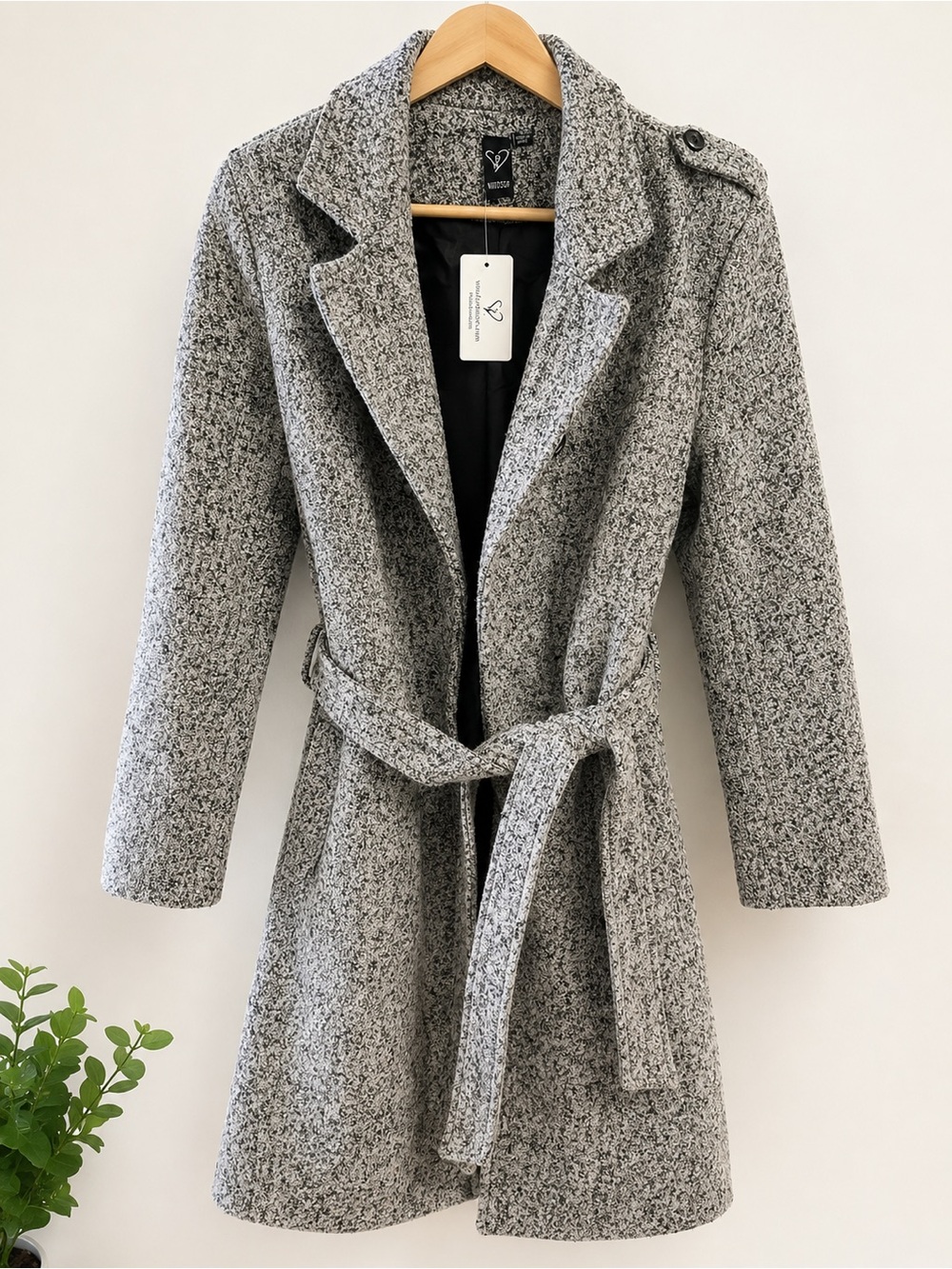 Windsor Gray Belted Textured Trench Coat